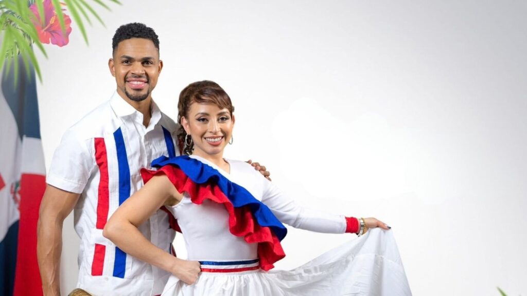 Junior and Carolina in Dominican traditional dress